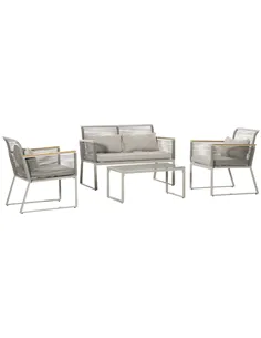 Outsunny 4 Pieces Rattan Garden Furniture Set - Grey
