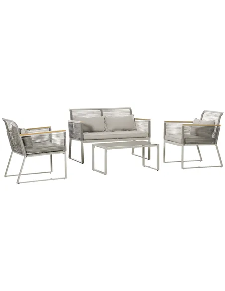 Outsunny 4 Pieces Rattan Garden Furniture Set - Grey