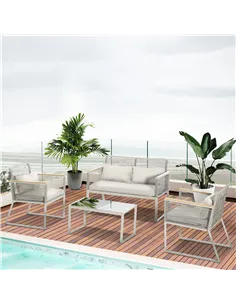Outsunny 4 Pieces Rattan Garden Furniture Set - Grey 2