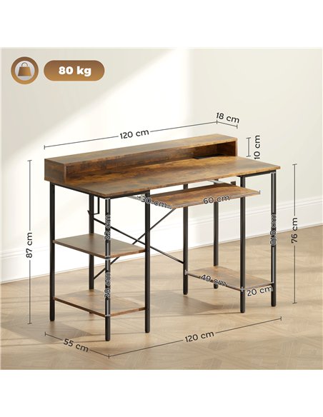HOMCOM Computer Desk with LED Lights and Power Outlets, 120 x 55 cm Gaming Desk with Monitor Stand, Sliding Keyboard Tray and St