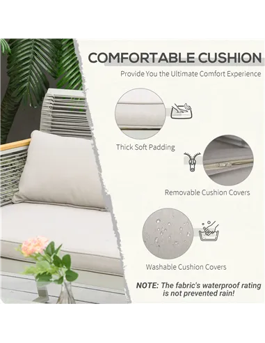 Outsunny 4 Pieces Rattan Garden Furniture Set - Grey