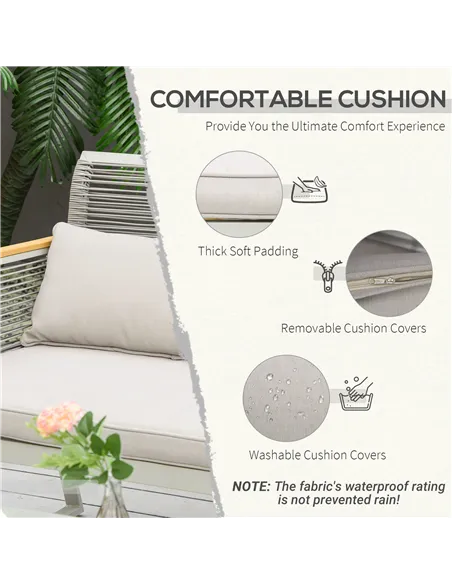 Outsunny 4 Pieces Rattan Garden Furniture Set - Grey