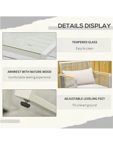 Outsunny 4 Pieces Rattan Garden Furniture Set - Grey