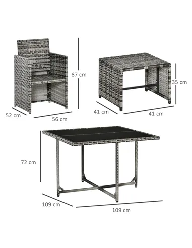 Outsunny 8-Seater Rattan Furniture Set Wicker Weave Patio Dining Table Seat
