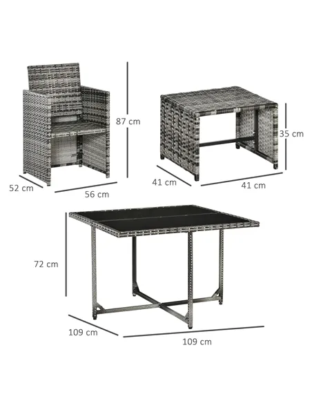 Outsunny 8-Seater Rattan Furniture Set Wicker Weave Patio Dining Table Seat