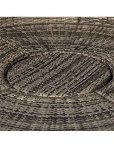 Outsunny Outdoor PE Rattan Garden Furniture with Cushioned, Patio Wicker Conversation Furniture Set, Round Daybed with Retractab