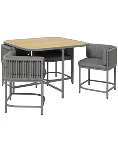 Outsunny 4-Seater Rattan Cube Garden Furniture Set with Cushions - Grey