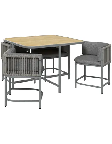 Outsunny 4-Seater Rattan Cube Garden Furniture Set with Cushions - Grey