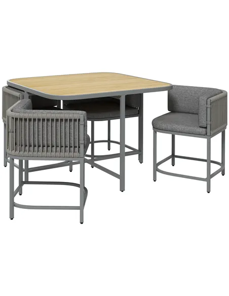 Outsunny 4-Seater Rattan Cube Garden Furniture Set with Cushions - Grey