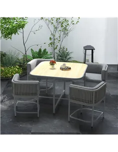 Outsunny 4-Seater Rattan Cube Garden Furniture Set with Cushions - Grey 2
