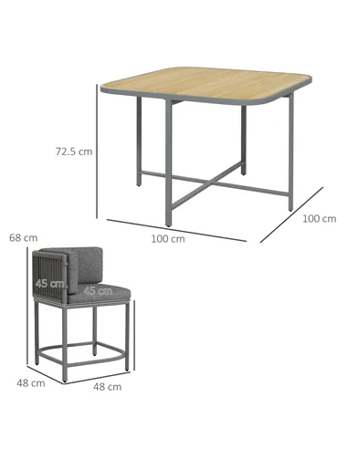 Outsunny 4-Seater Rattan Cube Garden Furniture Set with Cushions - Grey
