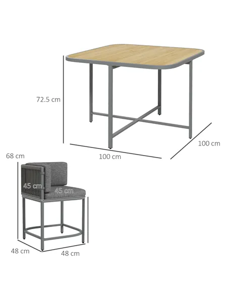 Outsunny 4-Seater Rattan Cube Garden Furniture Set with Cushions - Grey