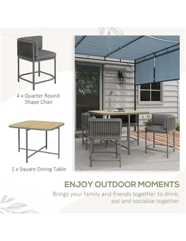 Outsunny 4-Seater Rattan Cube Garden Furniture Set with Cushions - Grey