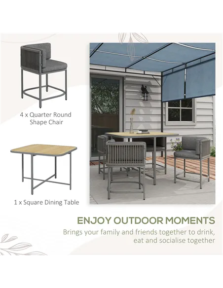 Outsunny 4-Seater Rattan Cube Garden Furniture Set with Cushions - Grey