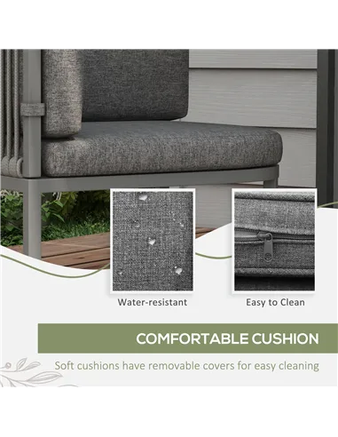 Outsunny 4-Seater Rattan Cube Garden Furniture Set with Cushions - Grey