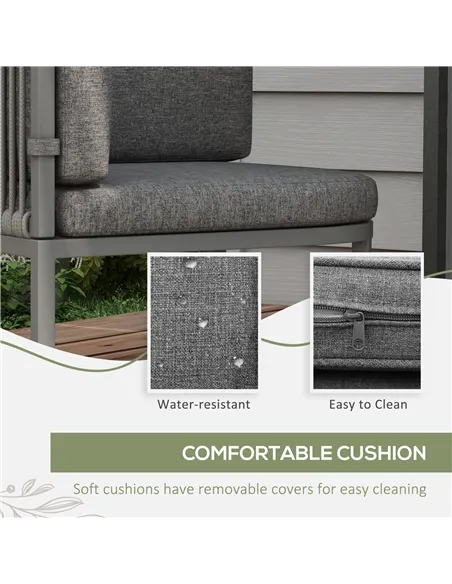 Outsunny 4-Seater Rattan Cube Garden Furniture Set with Cushions - Grey