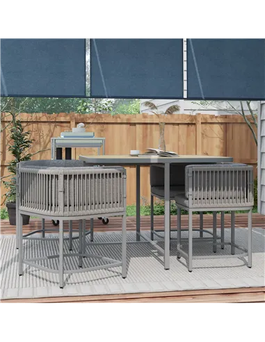 Outsunny 4-Seater Rattan Cube Garden Furniture Set with Cushions - Grey