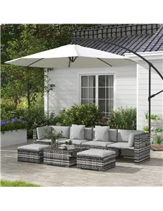 Outsunny Seven-Piece Rattan Patio Furniture Set, with Cushions - Grey 2