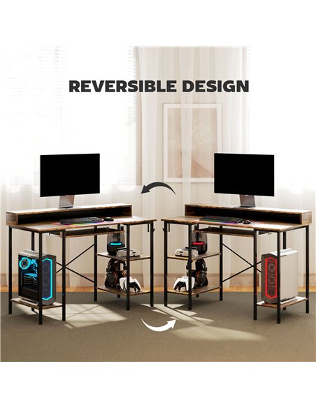 HOMCOM Computer Desk with LED Lights and Power Outlets, 120 x 55 cm Gaming Desk with Monitor Stand, Sliding Keyboard Tray and St