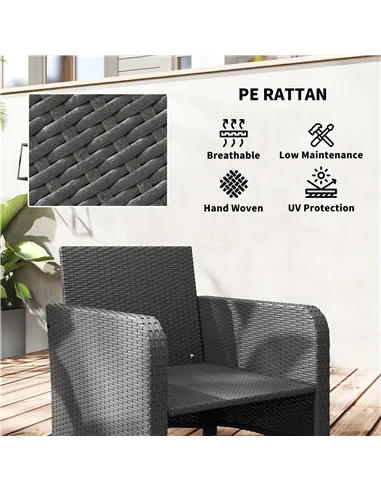 Outsunny Five Piece Rattan Garden Furniture Set with 2-Tier Coffee Table and Ottomans  - Cream White