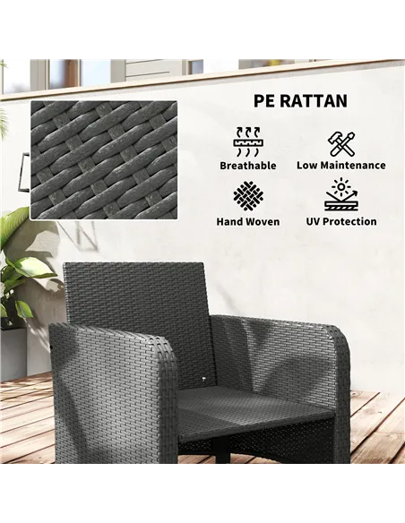 Outsunny Five Piece Rattan Garden Furniture Set with 2-Tier Coffee Table and Ottomans  - Cream White