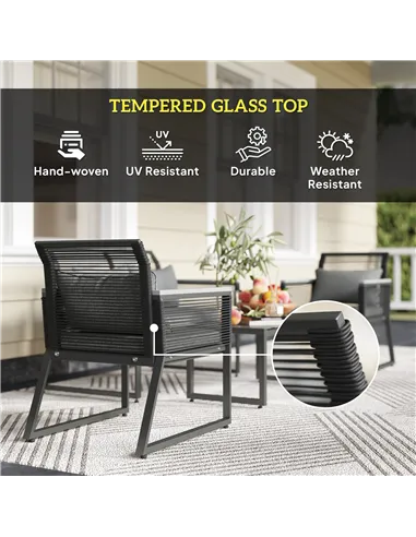 Outsunny 4 Pieces Rattan Garden Furniture Set - Charcoal Grey