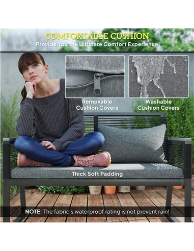 Outsunny 4 Pieces Rattan Garden Furniture Set - Charcoal Grey