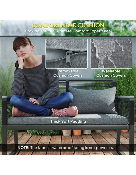 Outsunny 4 Pieces Rattan Garden Furniture Set - Charcoal Grey