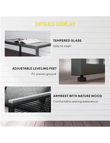 Outsunny 4 Pieces Rattan Garden Furniture Set - Charcoal Grey