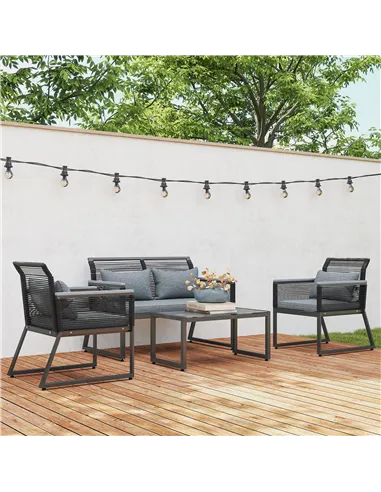 Outsunny 4 Pieces Rattan Garden Furniture Set - Charcoal Grey
