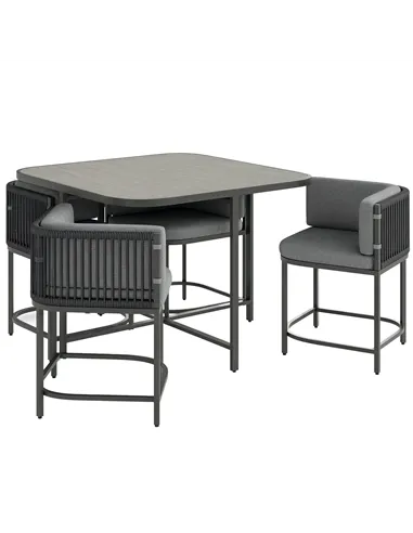 Outsunny 4-Seater Rattan Cube Garden Furniture Set with Cushions - Charcoal Grey