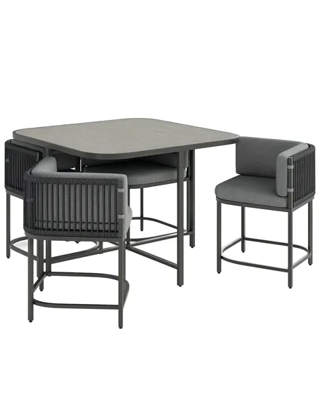 Outsunny 4-Seater Rattan Cube Garden Furniture Set with Cushions - Charcoal Grey