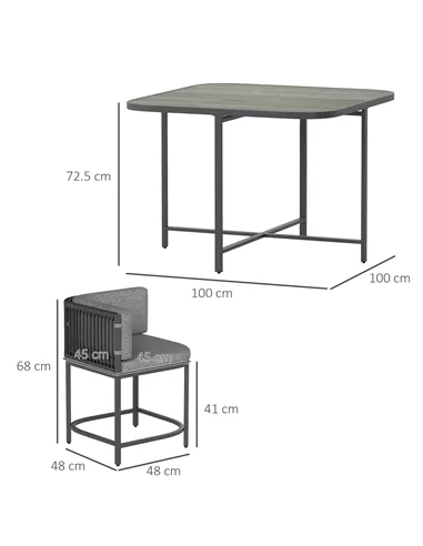 Outsunny 4-Seater Rattan Cube Garden Furniture Set with Cushions - Charcoal Grey