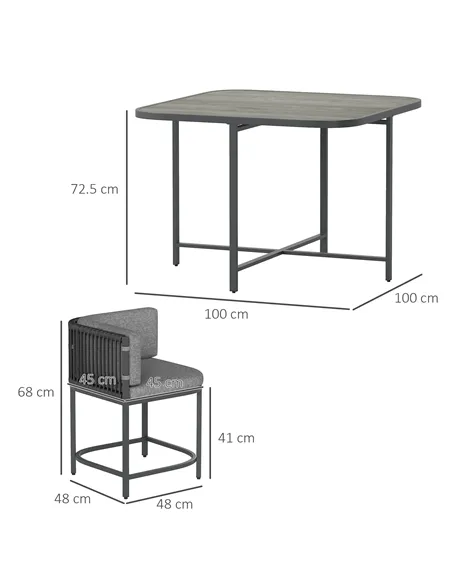 Outsunny 4-Seater Rattan Cube Garden Furniture Set with Cushions - Charcoal Grey
