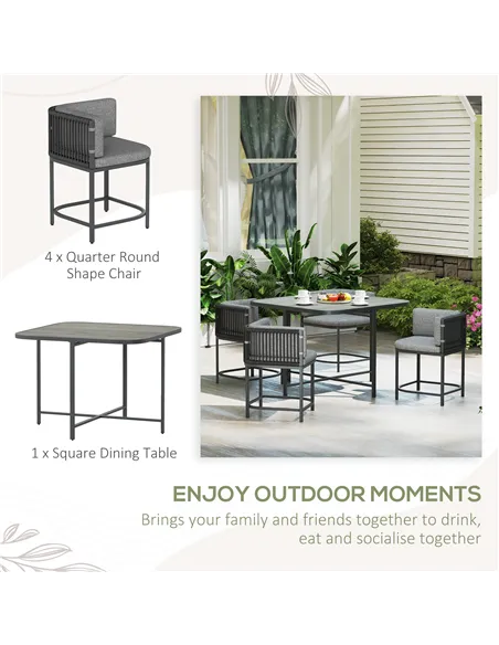 Outsunny 4-Seater Rattan Cube Garden Furniture Set with Cushions - Charcoal Grey