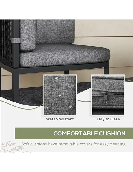 Outsunny 4-Seater Rattan Cube Garden Furniture Set with Cushions - Charcoal Grey