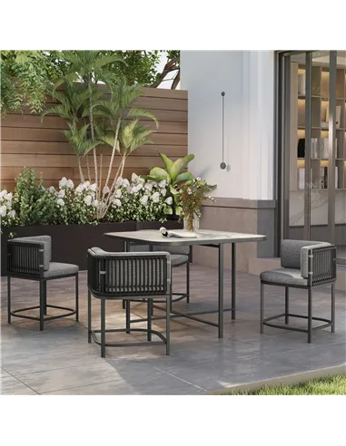 Outsunny 4-Seater Rattan Cube Garden Furniture Set with Cushions - Charcoal Grey