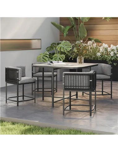 Outsunny 4-Seater Rattan Cube Garden Furniture Set with Cushions - Charcoal Grey