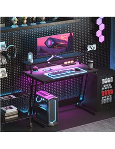 HOMCOM Two-Level LED Gaming Desk - Black 2