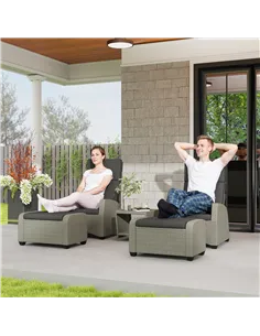 Outsunny 5-Piece Rattan Garden Furniture Set with Cushions - Charcoal Grey 2