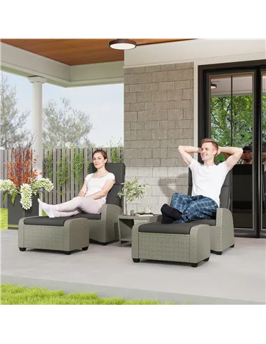 Outsunny 5-Piece Rattan Garden Furniture Set with Cushions - Charcoal Grey