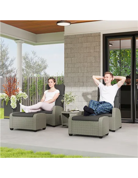Outsunny 5-Piece Rattan Garden Furniture Set with Cushions - Charcoal Grey