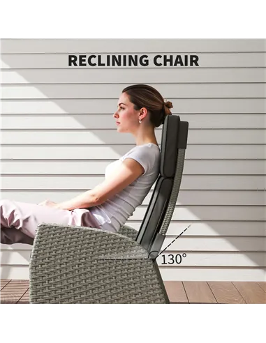 Outsunny 5-Piece Rattan Garden Furniture Set with Cushions - Charcoal Grey