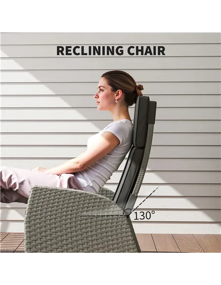 Outsunny 5-Piece Rattan Garden Furniture Set with Cushions - Charcoal Grey