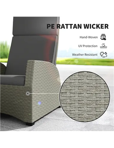 Outsunny 5-Piece Rattan Garden Furniture Set with Cushions - Charcoal Grey