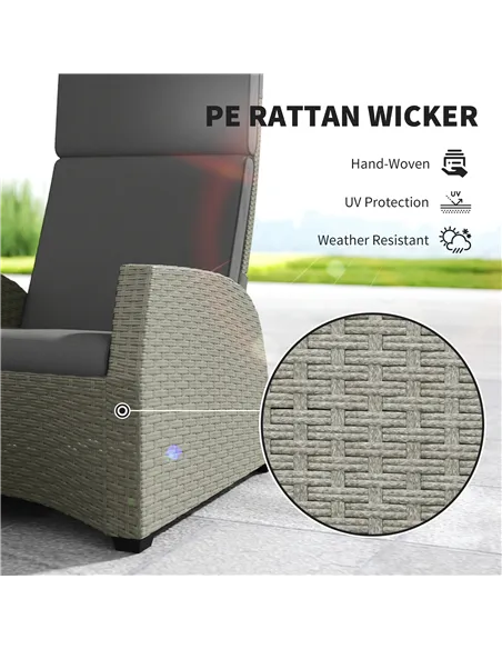 Outsunny 5-Piece Rattan Garden Furniture Set with Cushions - Charcoal Grey