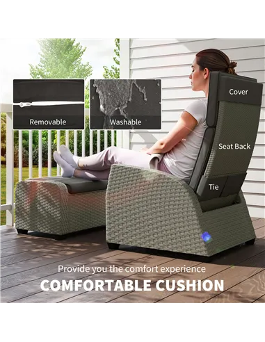 Outsunny 5-Piece Rattan Garden Furniture Set with Cushions - Charcoal Grey