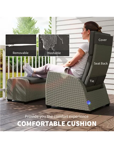 Outsunny 5-Piece Rattan Garden Furniture Set with Cushions - Charcoal Grey