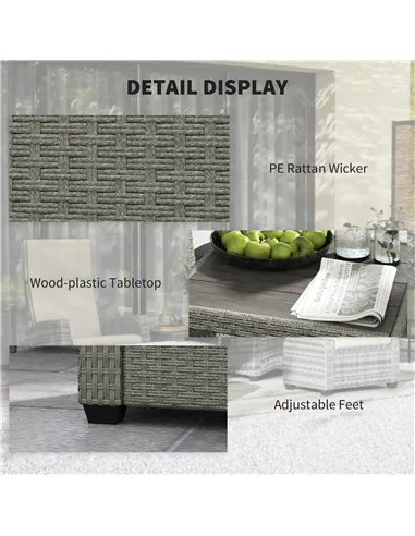 Outsunny 5-Piece Rattan Garden Furniture Set with Cushions - Charcoal Grey