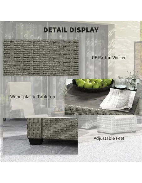 Outsunny 5-Piece Rattan Garden Furniture Set with Cushions - Charcoal Grey